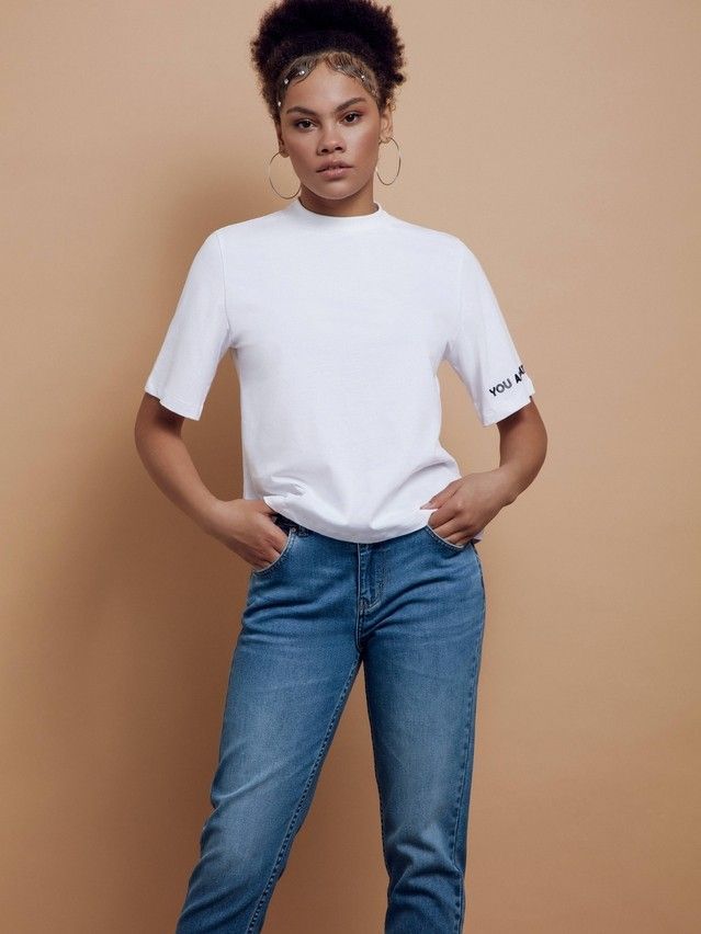 Women's polo neck shirt CONTE ELEGANT LD 1658, s.170-92, white - 2