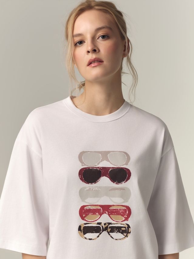 Women's polo neck shirt CONTE LD 3449, s.170-88, white-glasses - 4