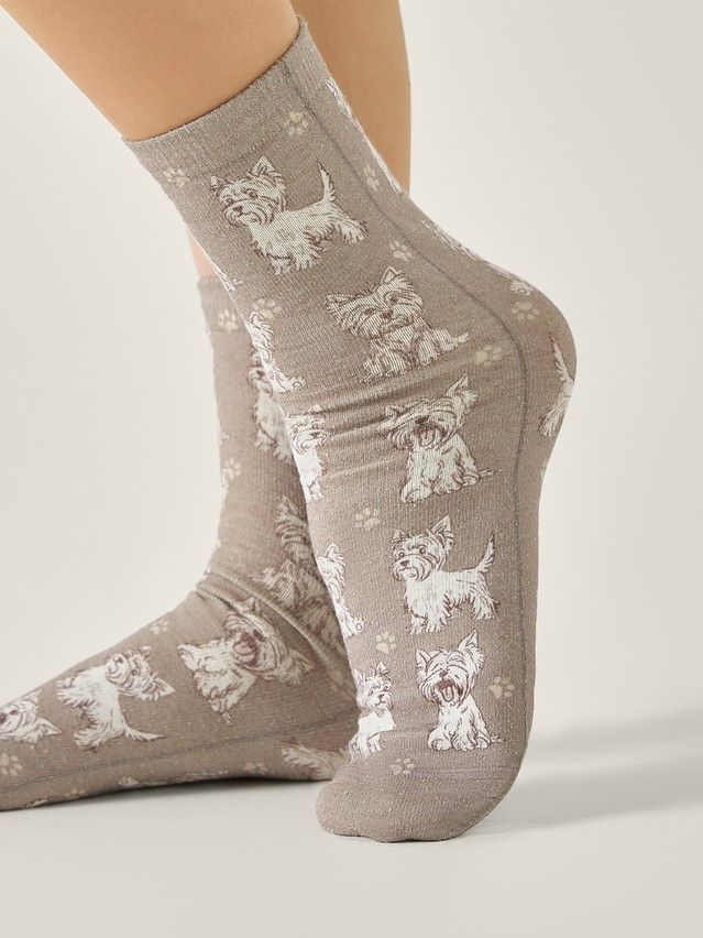 Women's socks CONTE ELEGANT FANTASY, s.23-25, 732 coffee - 2