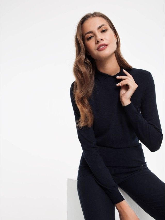 Women's polo neck shirt CONTE ELEGANT LDK024, s.158,164-92, dark blue - 1