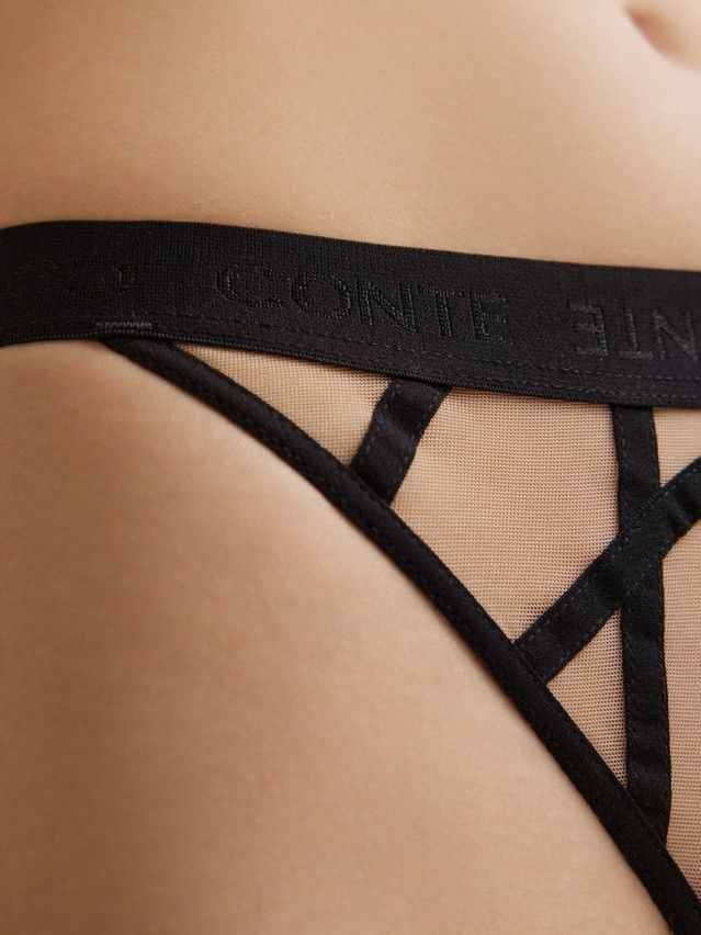 Women's panties CONTE ELEGANT CRISS CROSS LTA 2998, s.90, black-natural - 2