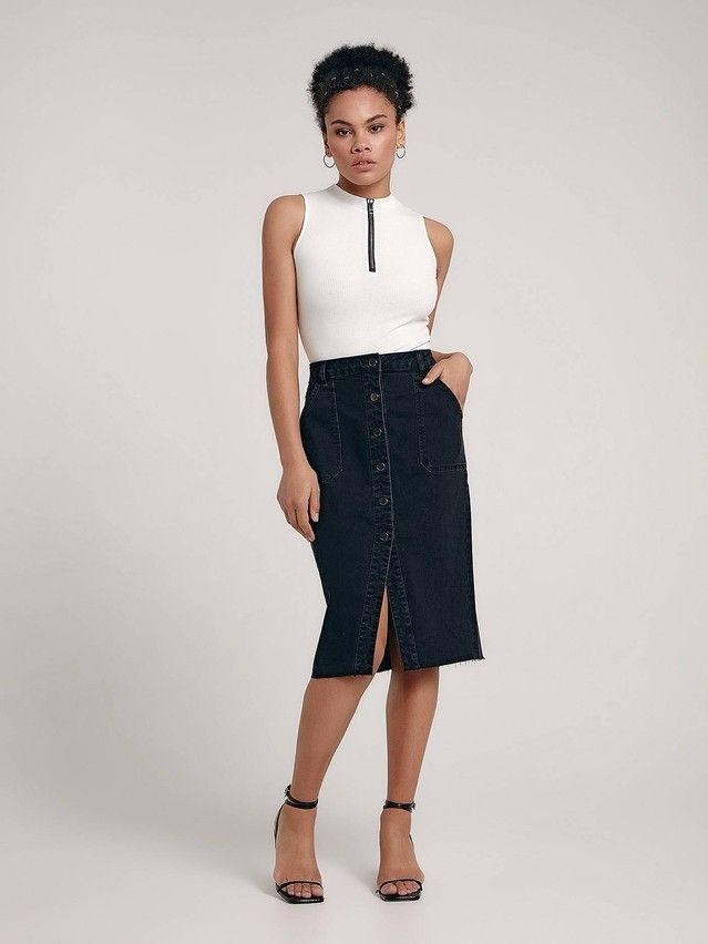 Denim skirt CONTE ELEGANT CON-439, s.170-90, washed black - 2