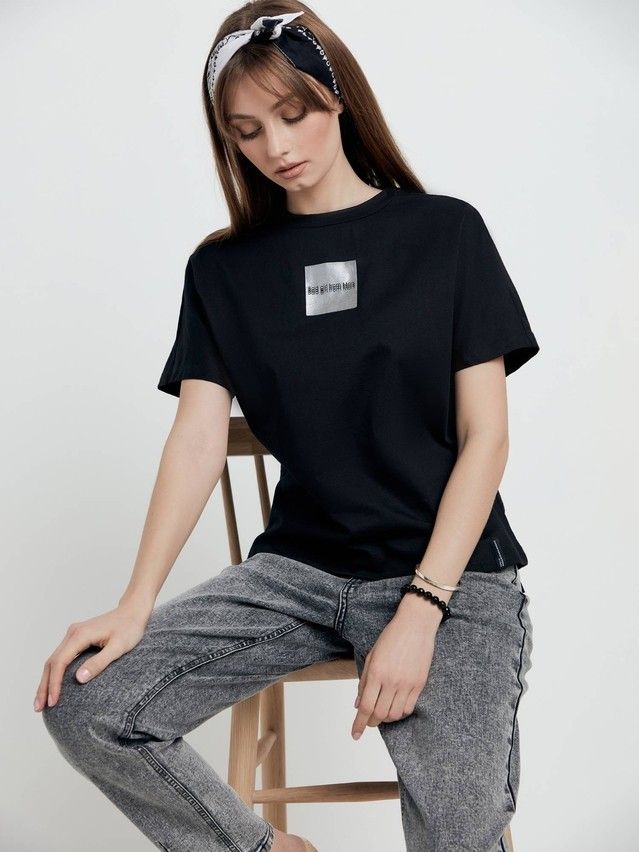 Women's polo neck shirt CONTE ELEGANT LD 1649, s.170-100, black-black - 1