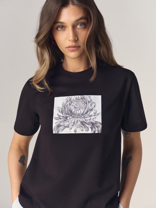 Women's polo neck shirt CONTE LD 3470, s.170-88, black-chrysanthemum - 3