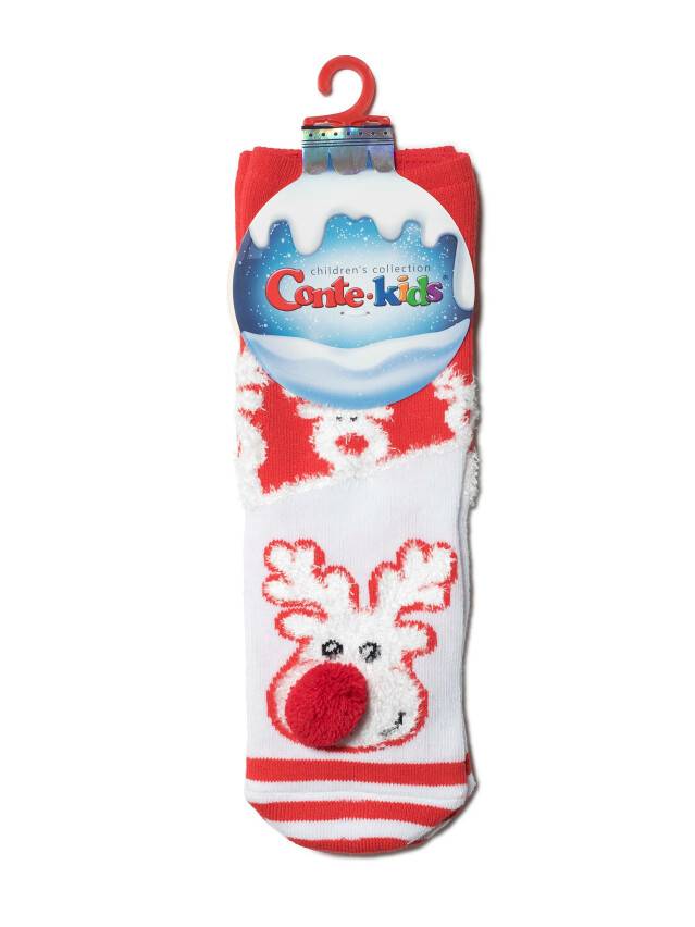 Children's socks Conte-Kids NEW YEAR, s. 24-29, 444 white-red - 2