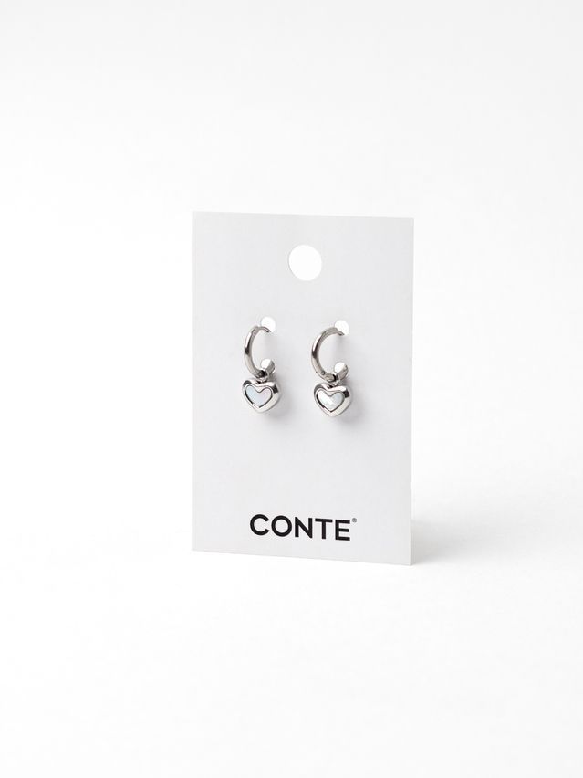 Metal earings CONTE heart (2 pieces),- 5