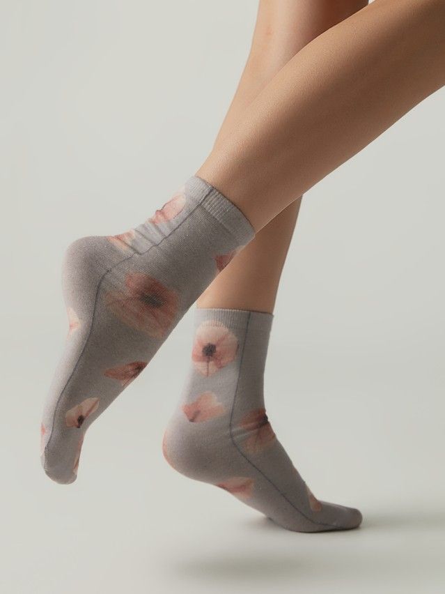 Women's socks CONTE FLOWERS, s.23-25, 1148 grey - 2