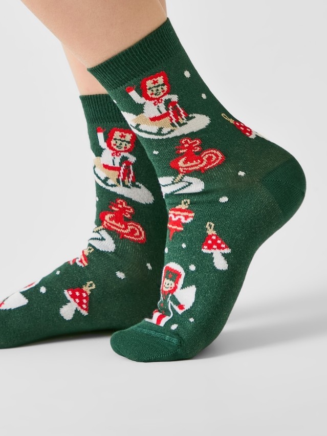 Women's socks CONTE ELEGANT NEW YEAR, s.23-25, 1026 dark green - 2