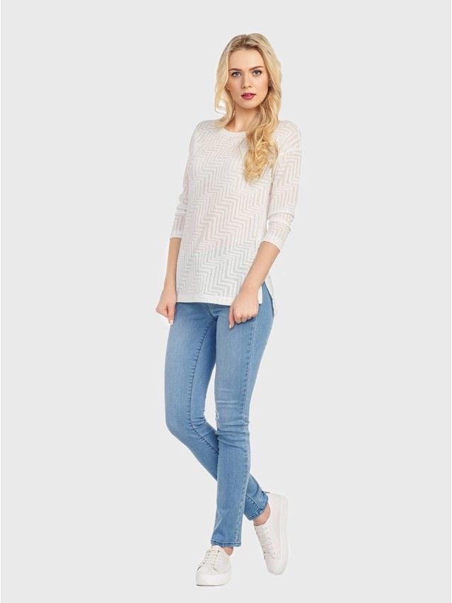 Women's polo neck shirt CONTE ELEGANT LD 705, s.158,164-100, milky - 1