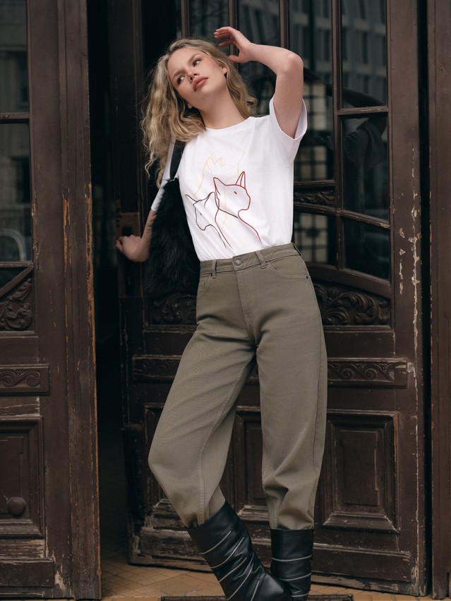 Women's polo neck shirt CONTE ELEGANT LD 3036, s.170-92, white-cats - 1