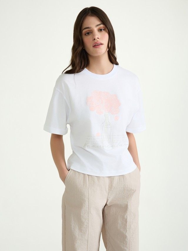 Women's polo neck shirt CONTE ELEGANT LD 3039, s.170-100, white-ranunculus - 1