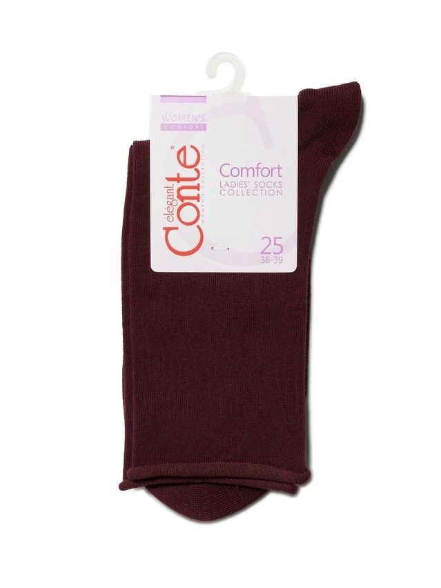 Women's cotton socks COMFORT (without elastic) 19C-101SP, rives. 36-37, 000 maroon - 3