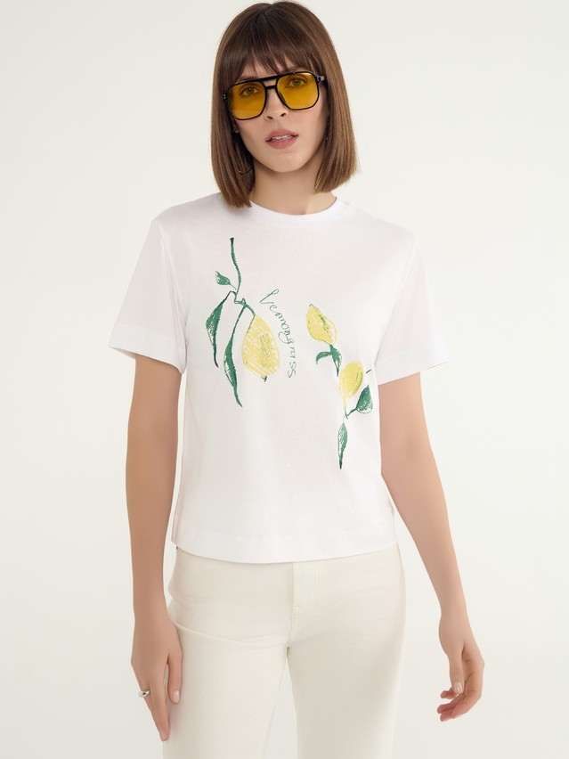 Women's polo neck shirt CONTE ELEGANT LD 3029, s.170-92, white-lemons - 5