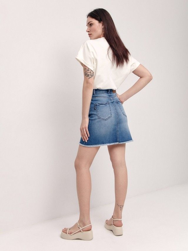 Denim skirt CONTE ELEGANT CON-426, s.170-94, washed blue - 3
