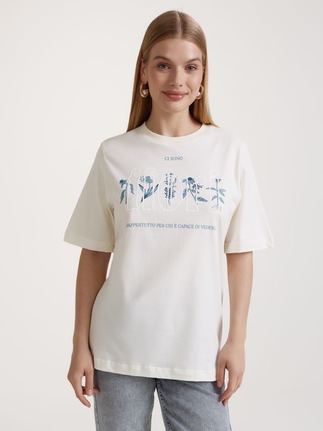 Women's polo neck shirt CONTE ELEGANT LD 3036, s.170-92, milk-fiori - 4