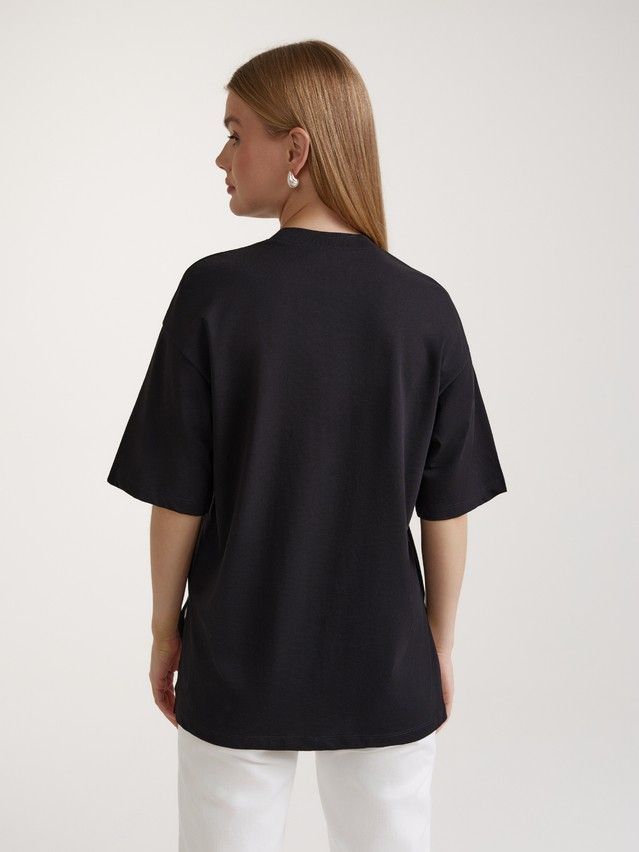 Women's polo neck shirt CONTE ELEGANT LD 3041, s.170-84, black-pink palms - 2