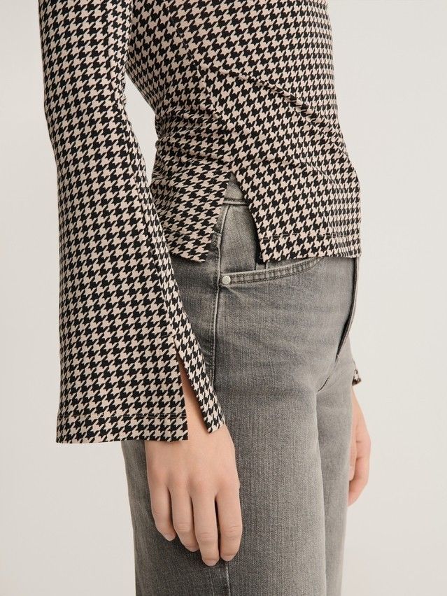 Women's polo neck shirt CONTE ELEGANT LD 3147, s.170-92, beige-dogtooth - 5