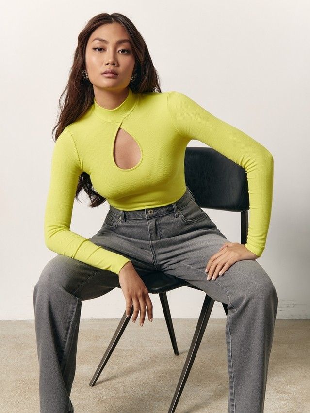 Women's polo neck shirt CONTE ELEGANT LD 2365, s.170-92, bitter lemon - 1