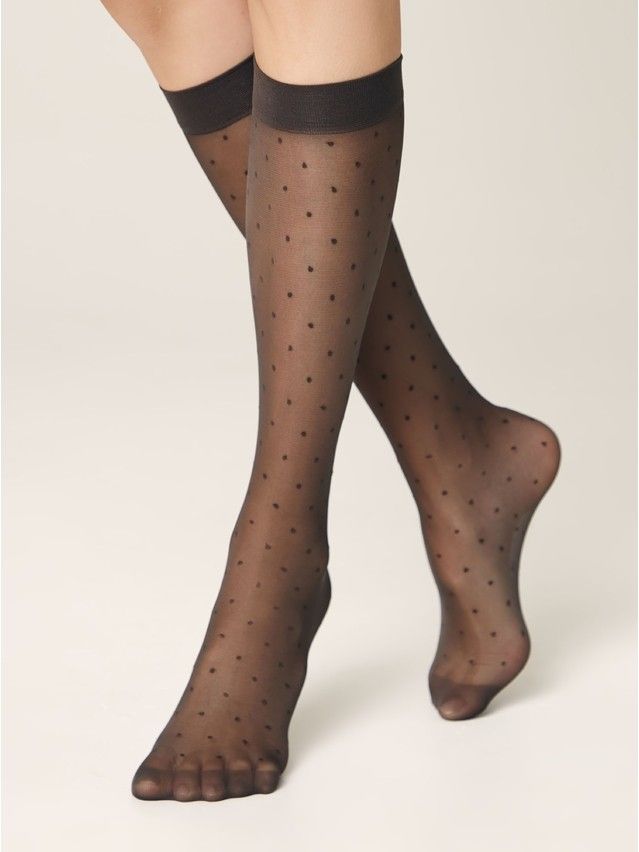 Women's knee high socks CONTE ELEGANT DOTS, s.23-25, grafit - 1