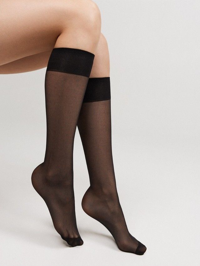 Women's knee high socks CONTE ELEGANT TENSION 20 (2 pairs),s.23-25, nero - 2