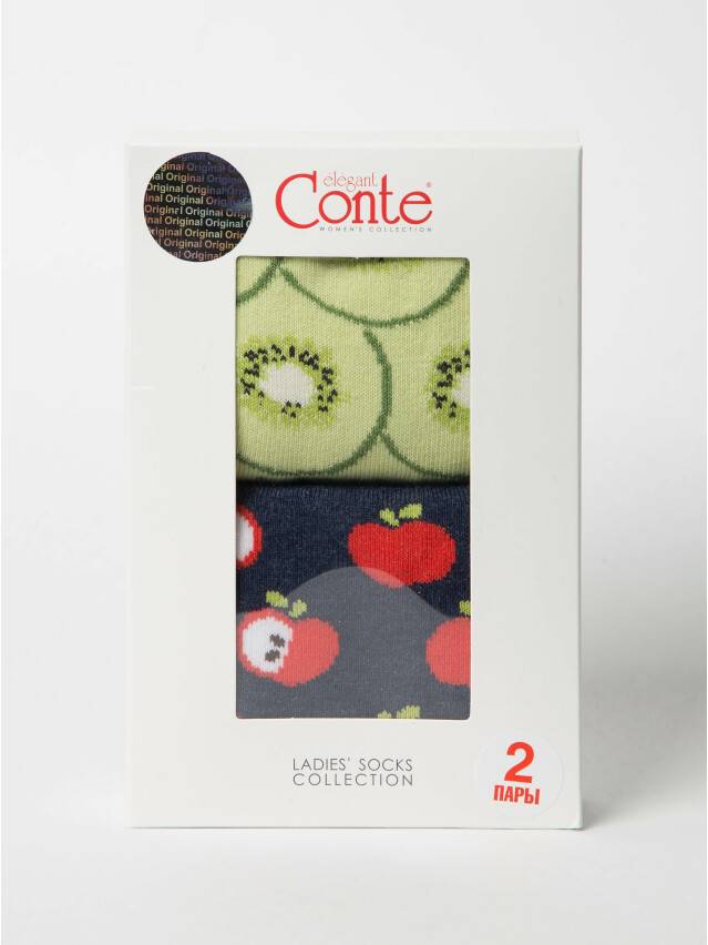 Women's socks CONTE ELEGANT(2 pairs),s.23, 716 lettuce green-navy - 1
