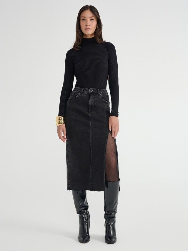 Denim skirt CONTE ELEGANT CON-685, s.170-90, washed black - 1
