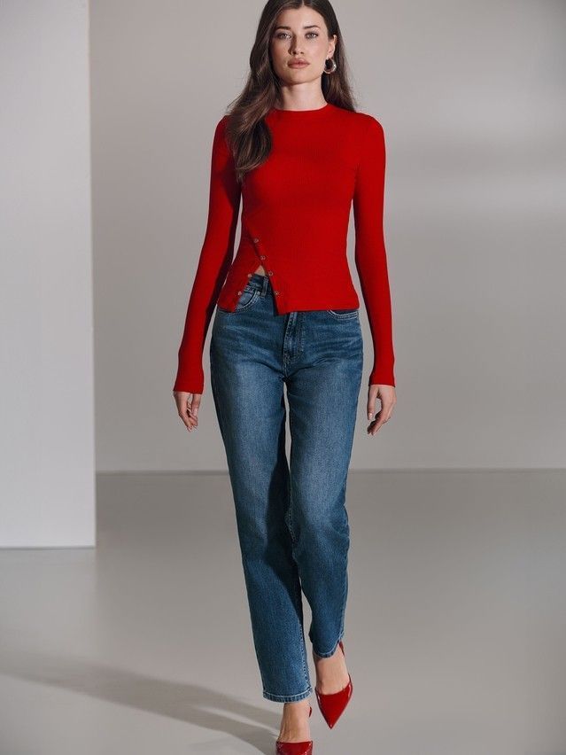 Women's polo neck shirt CONTE ELEGANT LD 2794, s.170-92, crimson red - 1