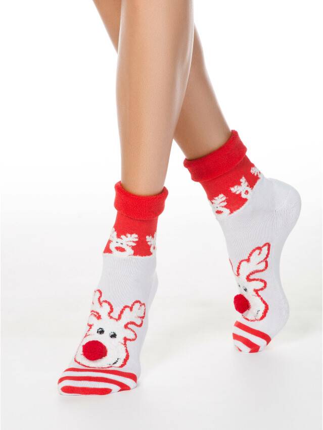 Women's socks CONTE ELEGANT NEW YEAR, s.23-25, 444 white-red - 1