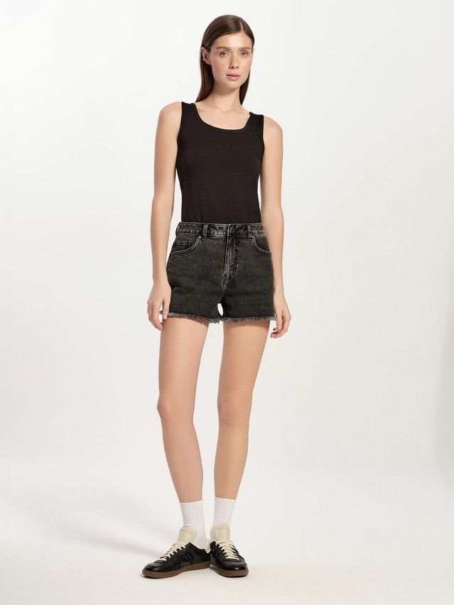 Denim shorts CONTE ELEGANT CON-756, s.170-90, black - 1