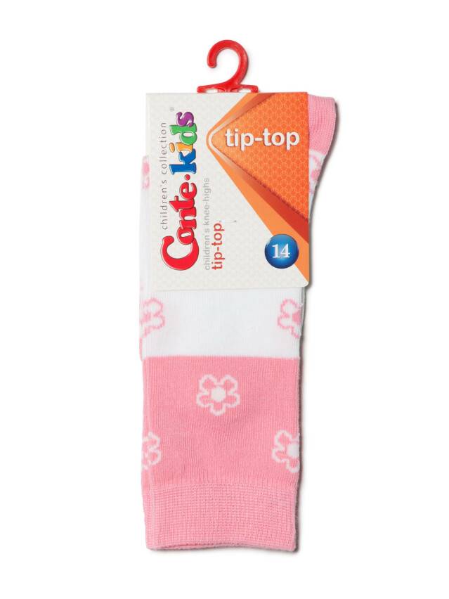 Children's knee high socks CONTE-KIDS TIP-TOP, s.21-23, 041 white-light pink - 2