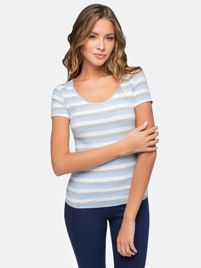 Women's polo neck shirt CONTE ELEGANT LD 632, s.158,164-100, grey-dark blue - 3