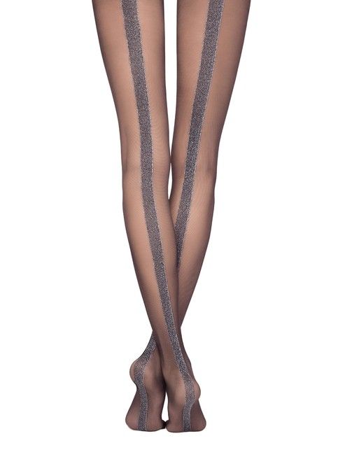 Tights with a wide lurex stripe GLOSS Lycra®