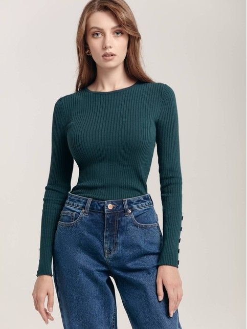 Ribbed jumper with decorative buttons LDK 147