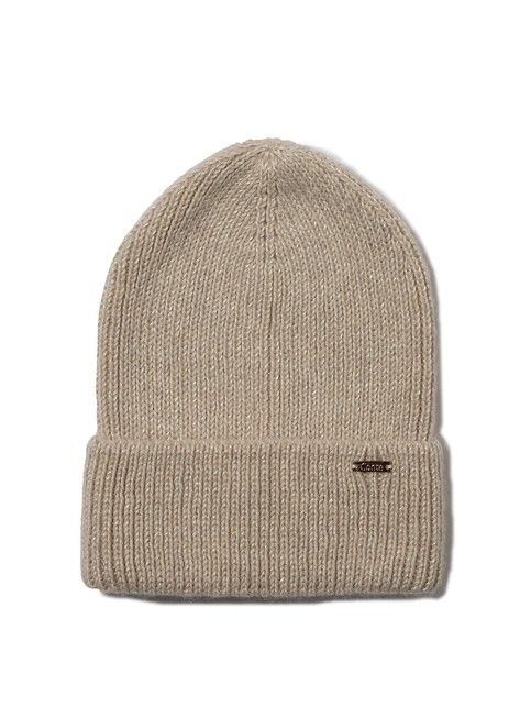 Knitted beanie hat made of yarn with mohair and wool