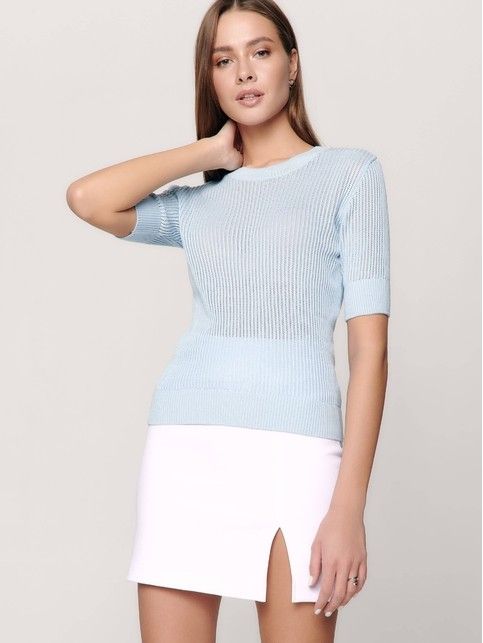 Openwork jumper made of organic cotton yarn and LDK 128 modal