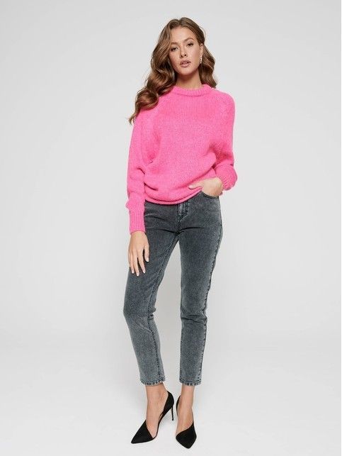 Knit pullover made of voluminous Italian yarn with wool and mohair LDK 075
