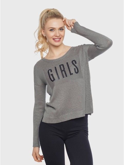 Free-cut knitted jumper with side slits LDK 012