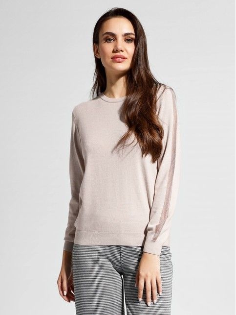 Knit pullover with transparent trim on the sleeves LDK 058
