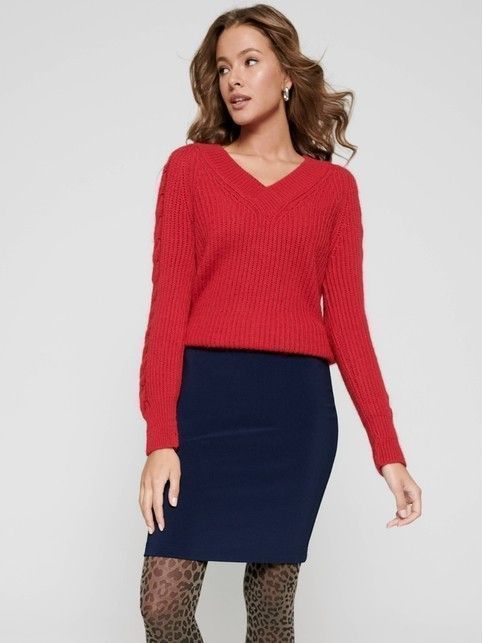 Knit pullover with braids of voluminous yarn with wool and mohair LDK 085