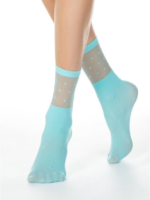Extended socks with a transparent FANTASY polka dot top