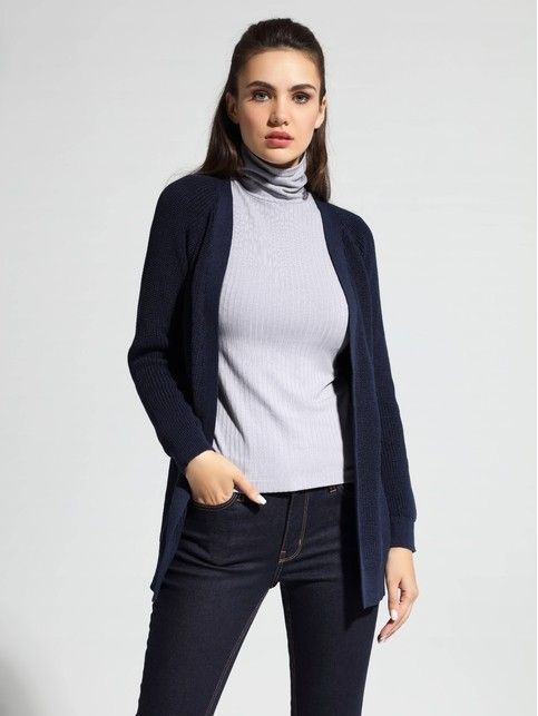 Extended cardigan made of Italian yarn with viscose and cotton LDK 076