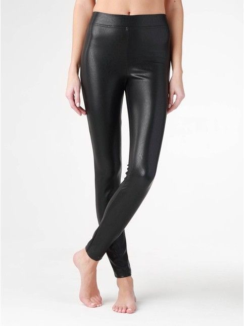 High-rise modeling thermal leggings made of eco-leather BELLA CONTE