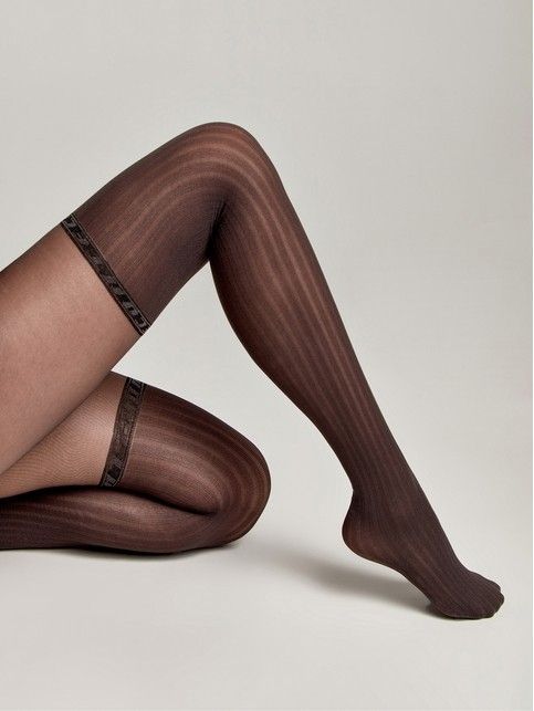 Tights with imitation stockings and raised stripes GLAM