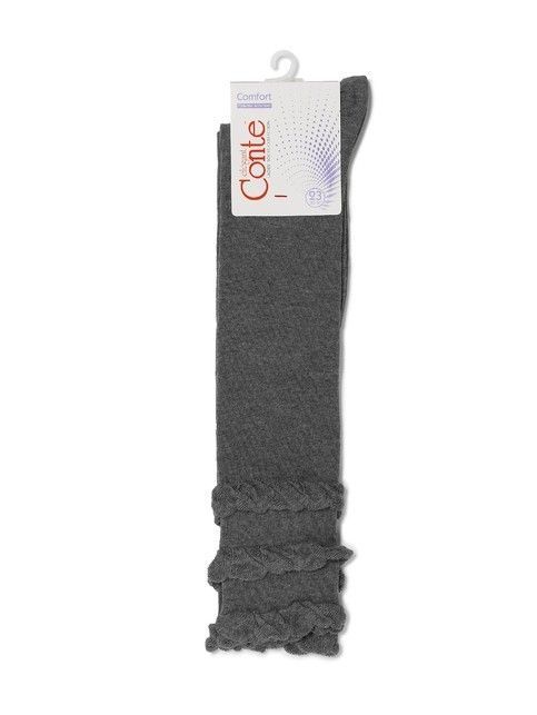 Cotton knee socks COMFORT with decorative elastic band
