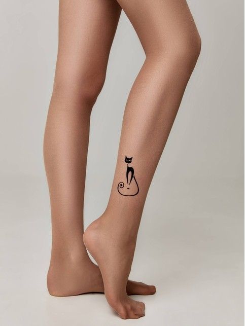 Thin tights with a tattoo pattern FLOCK Lycra®