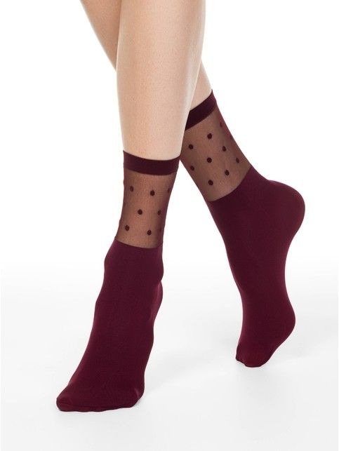Extended socks with a transparent FANTASY polka dot top