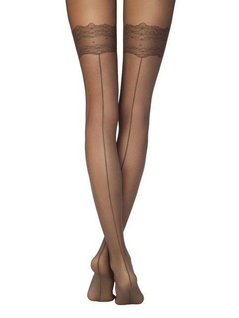 Tights with imitation stockings with a seam at the back and the effect of fine mesh ESSENCE Lycra®