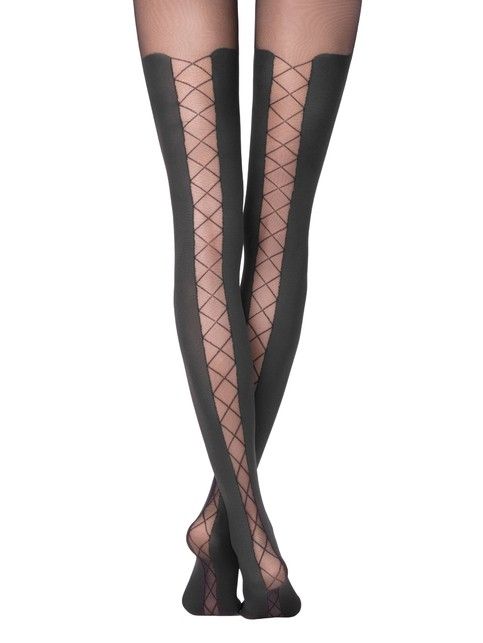 Tights with imitation golfins with lacing at the back POEMA Lycra®