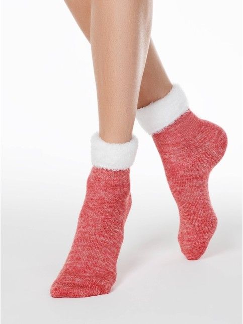 Warm socks made of melange yarn with a lapel COMFORT