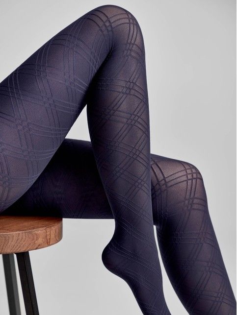 Tights with a raised geometric pattern ADELE Lycra®